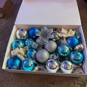 Blue and Silver Ball Holiday Ornament Collection